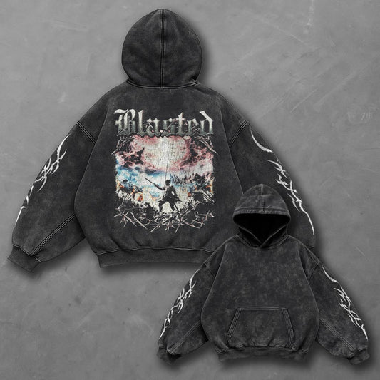 Dark Urban Black Washed Hoodie