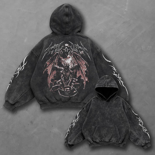 Dark Essential Black Washed Hoodie