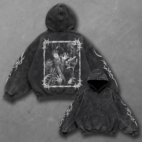 Dark Sporty Black Washed Hoodie