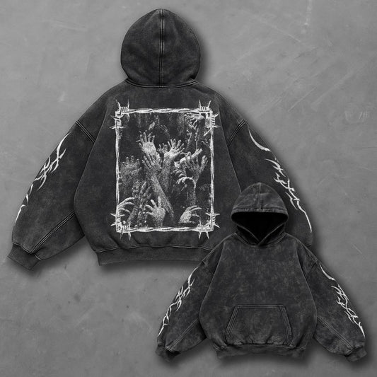 Dark Sporty Black Washed Hoodie