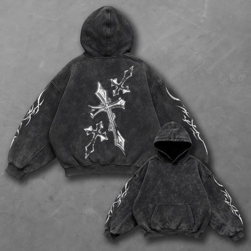 Dark Effortless Black Washed Hoodie