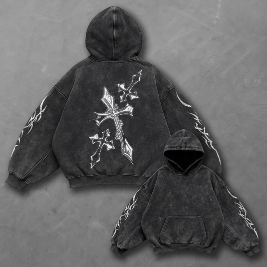 Dark Effortless Black Washed Hoodie