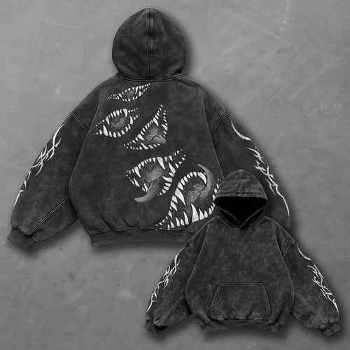 Dark Streamlined Black Washed Hoodie
