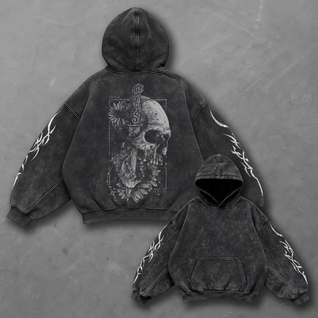 Dark Bold Black Washed Hoodie