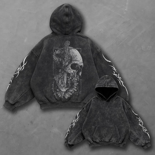 Dark Bold Black Washed Hoodie
