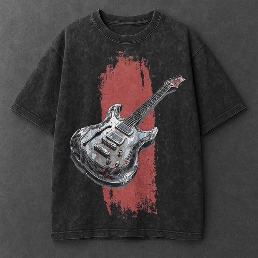 Music Minimal Black Washed T-Shirt