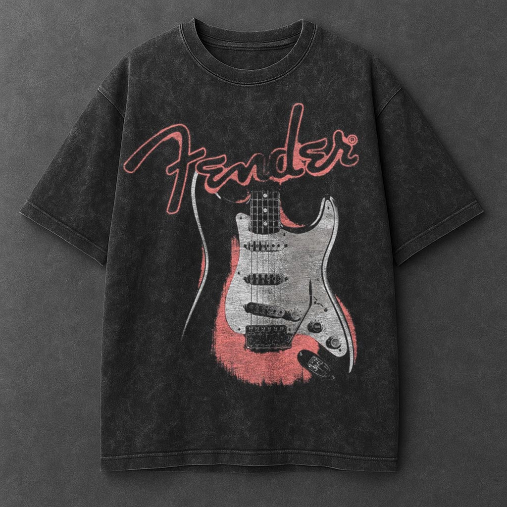 Music Oversized Black Washed T-Shirt