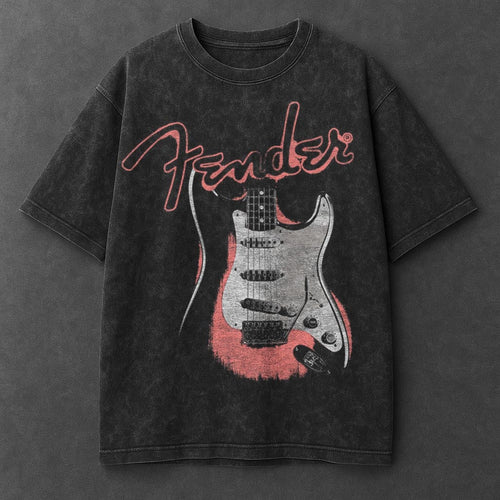 Music Oversized Black Washed T-Shirt