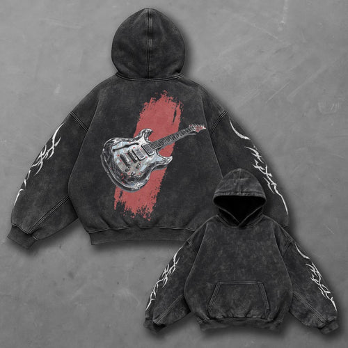 Music Refined Black Washed Hoodie