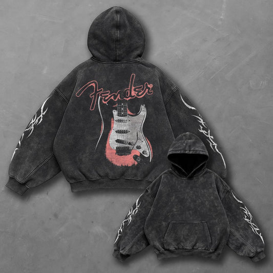 Music Elevated Black Washed Hoodie