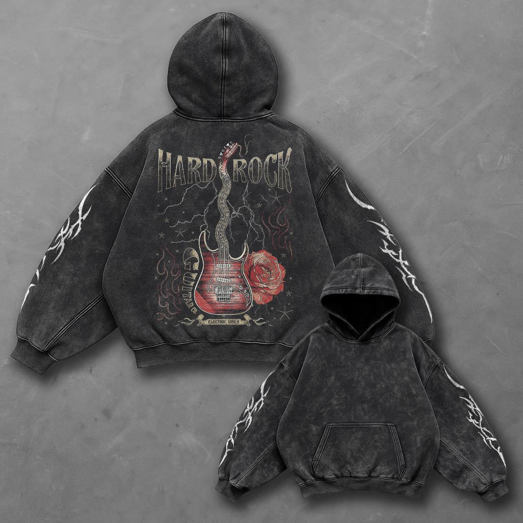 Music Premium Black Washed Hoodie