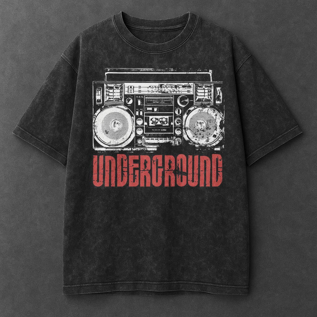 Music Rugged Black Washed T-Shirt
