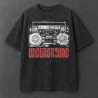Music Rugged Black Washed T-Shirt