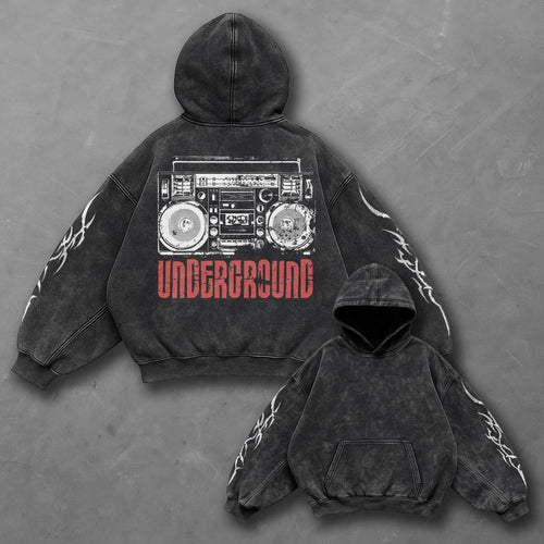 Music Luxe Black Washed Hoodie