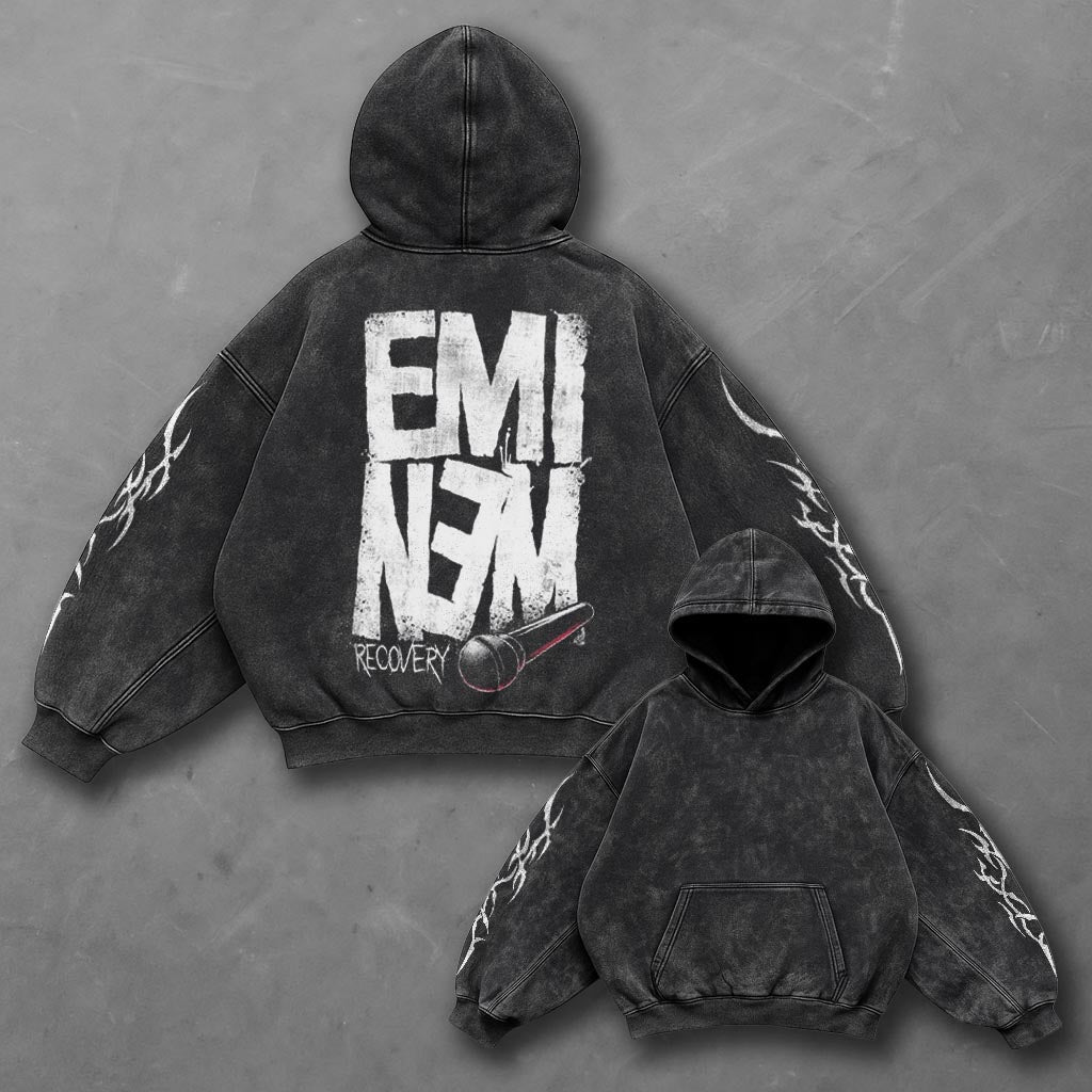 Music Casual Black Washed Hoodie