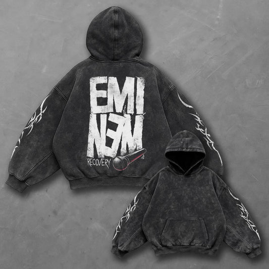 Music Casual Black Washed Hoodie