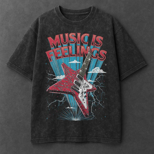 Music Iconic Black Washed T-Shirt