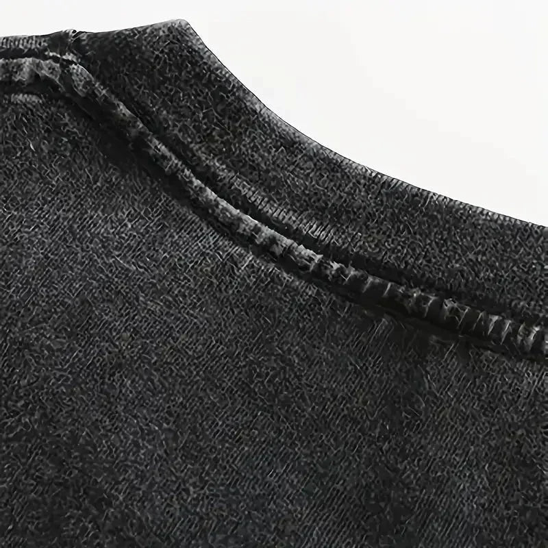 Music Casual Black Washed T-Shirt